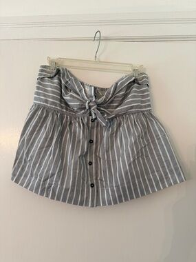 Dolan Strapless Blackand White Striped Tie-Front Shirt L